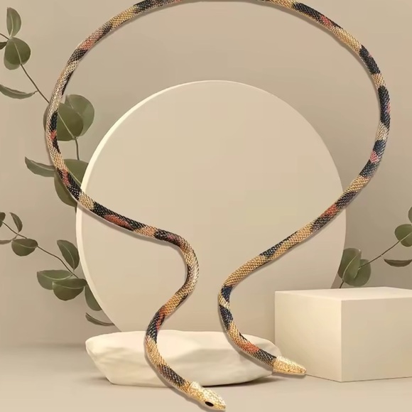 Snake Design Wrap Necklace serpent multi - Picture 7 of 9